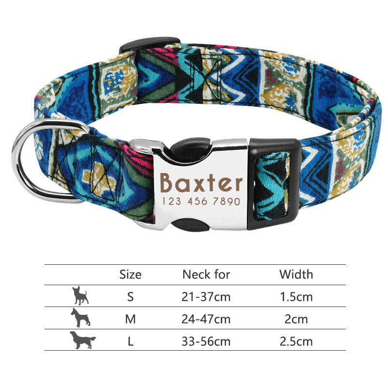 Personalized Nylon Dog & Cat Collar — Adjustable, Custom Name, Multiple Colors