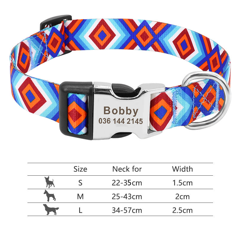 Personalized Nylon Dog & Cat Collar — Adjustable, Custom Name, Multiple Colors