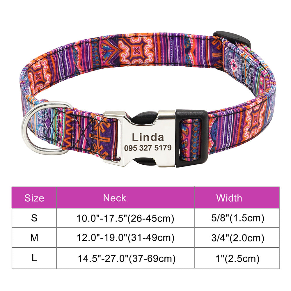 Personalized Nylon Dog & Cat Collar — Adjustable, Custom Name, Multiple Colors