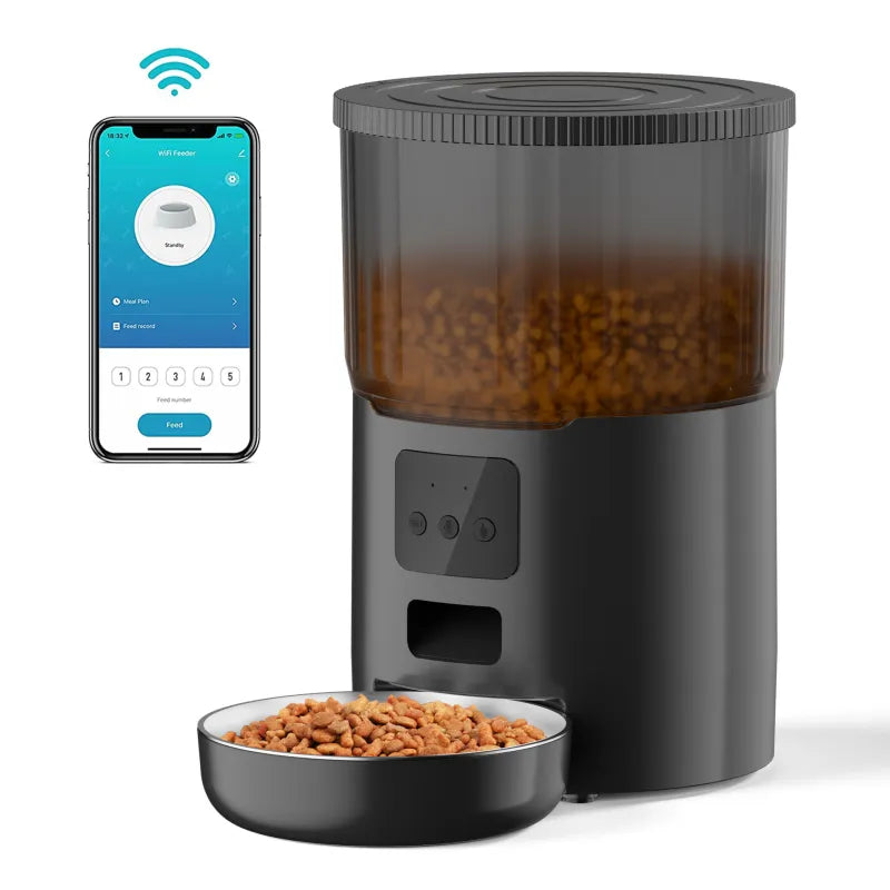 Smart Automatic Pet Feeder for Cats & Dogs — 4L, WiFi App Control, USB Powered