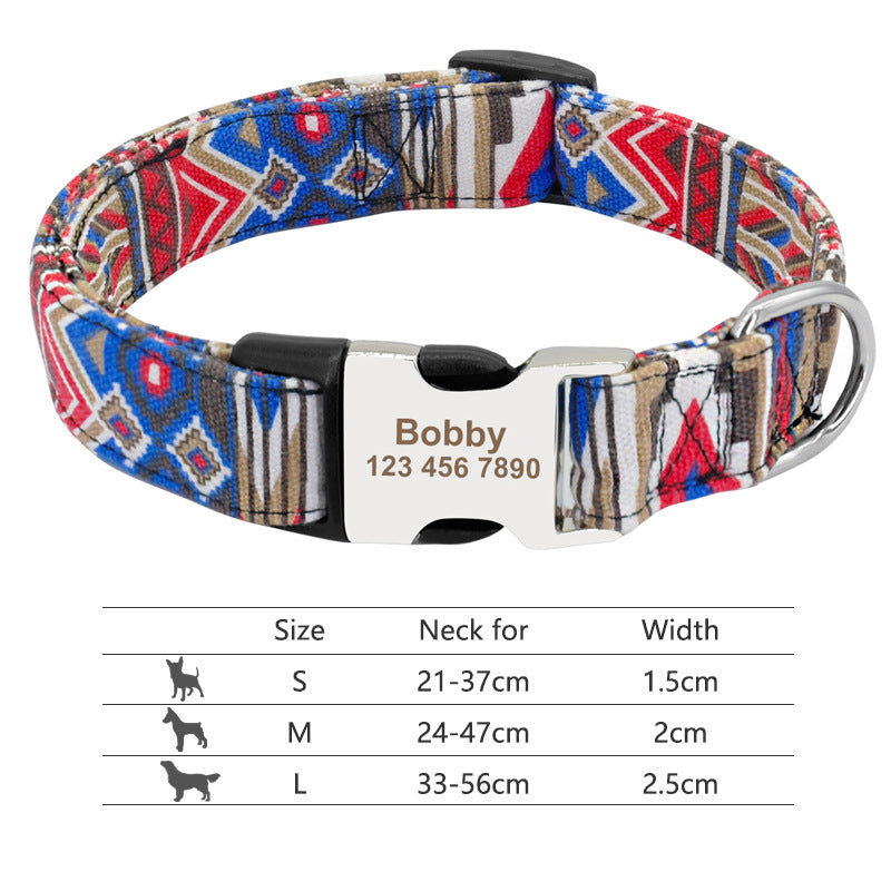 Personalized Nylon Dog & Cat Collar — Adjustable, Custom Name, Multiple Colors