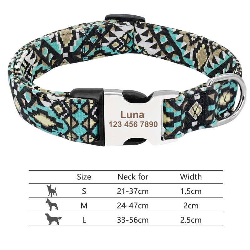 Personalized Nylon Dog & Cat Collar — Adjustable, Custom Name, Multiple Colors