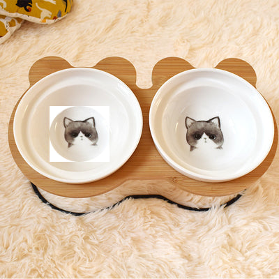 Elevated Cat Bowl Holder for Spine Health — Ergonomic Ceramic Feeding Station, Single or Double