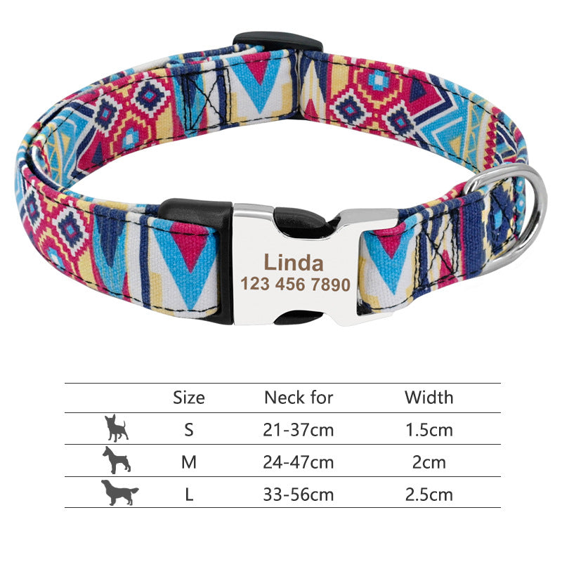 Personalized Nylon Dog & Cat Collar — Adjustable, Custom Name, Multiple Colors