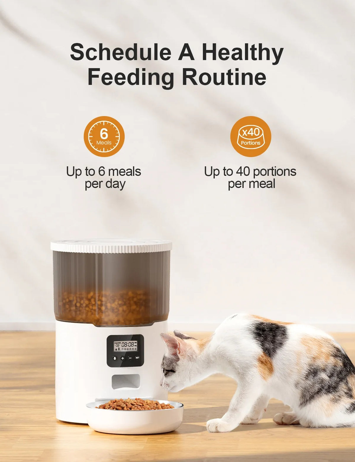 Smart Automatic Pet Feeder for Cats & Dogs — 4L, WiFi App Control, USB Powered
