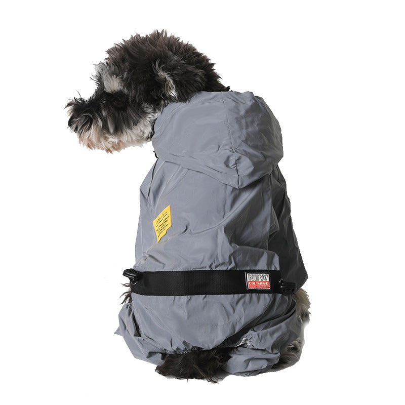 Night-Safe Reflective Dog Raincoat — Waterproof, Sizes XS–2XL