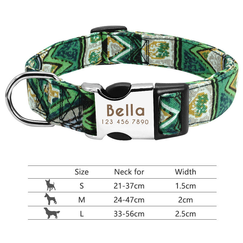 Personalized Nylon Dog & Cat Collar — Adjustable, Custom Name, Multiple Colors