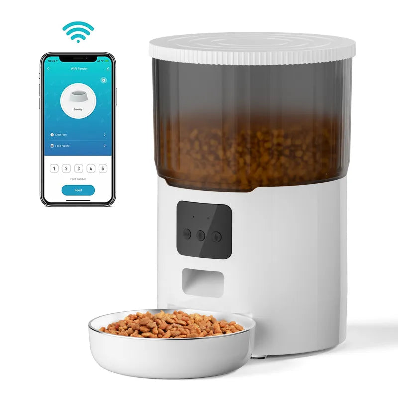Smart Automatic Pet Feeder for Cats & Dogs — 4L, WiFi App Control, USB Powered