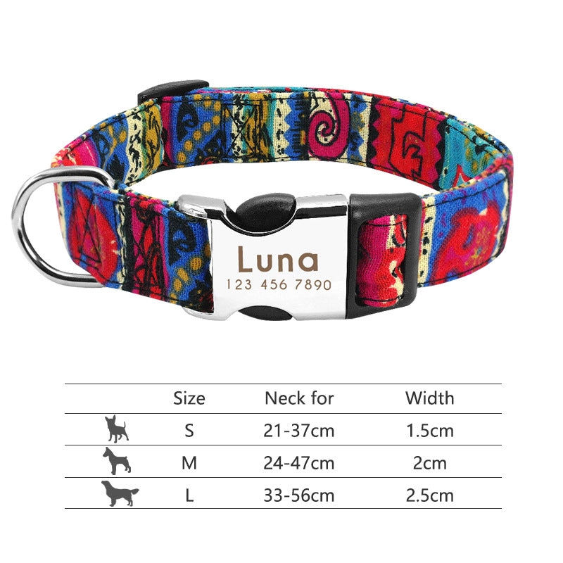 Personalized Nylon Dog & Cat Collar — Adjustable, Custom Name, Multiple Colors