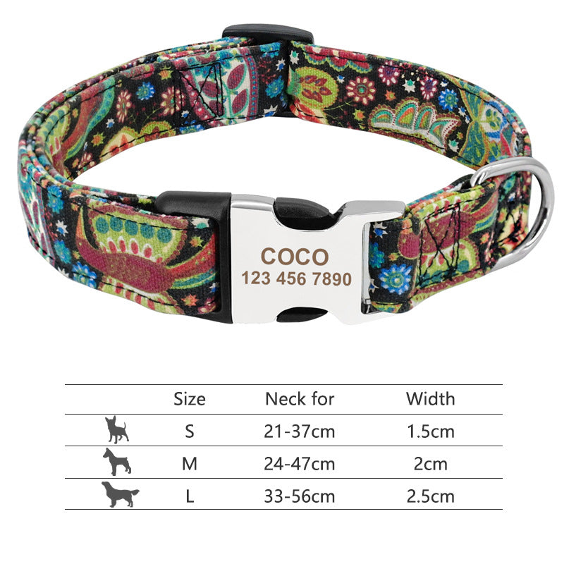 Personalized Nylon Dog & Cat Collar — Adjustable, Custom Name, Multiple Colors