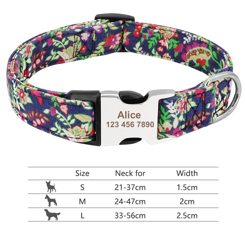 Personalized Nylon Dog & Cat Collar — Adjustable, Custom Name, Multiple Colors